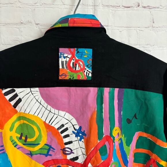 Art to Wear long sleeve hand painted music theme shirt Size 1X LRW Designs - Picture 3 of 6